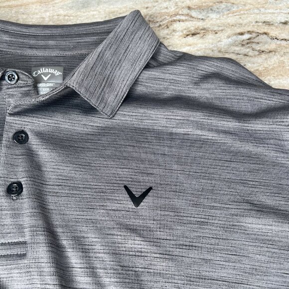 Callaway Mens Opti-Dri Golf Polo Shirt Size XXL Gray Heathered 100% Polyester - Picture 3 of 8